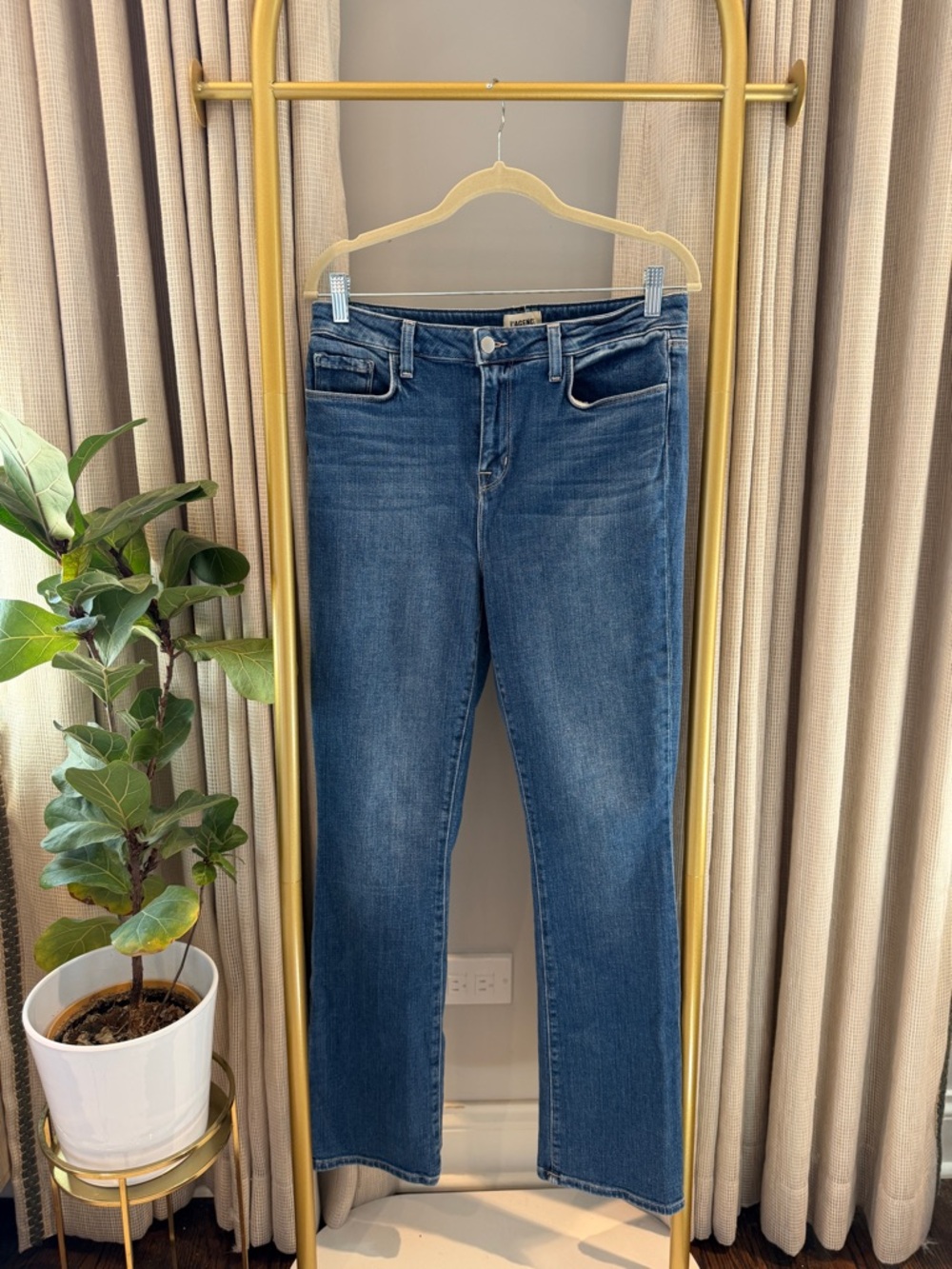 L'AGENCE Mid Blue Straight Leg Jeans